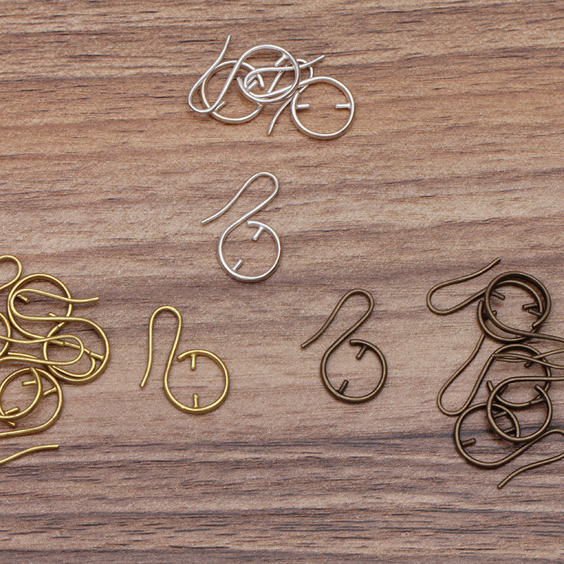 20 boucles d'oreilles à crochet à Double broche 18KGP 10mm, perle ronde à trou traversant, Base vierge, réglage de perles en pierres précieuses