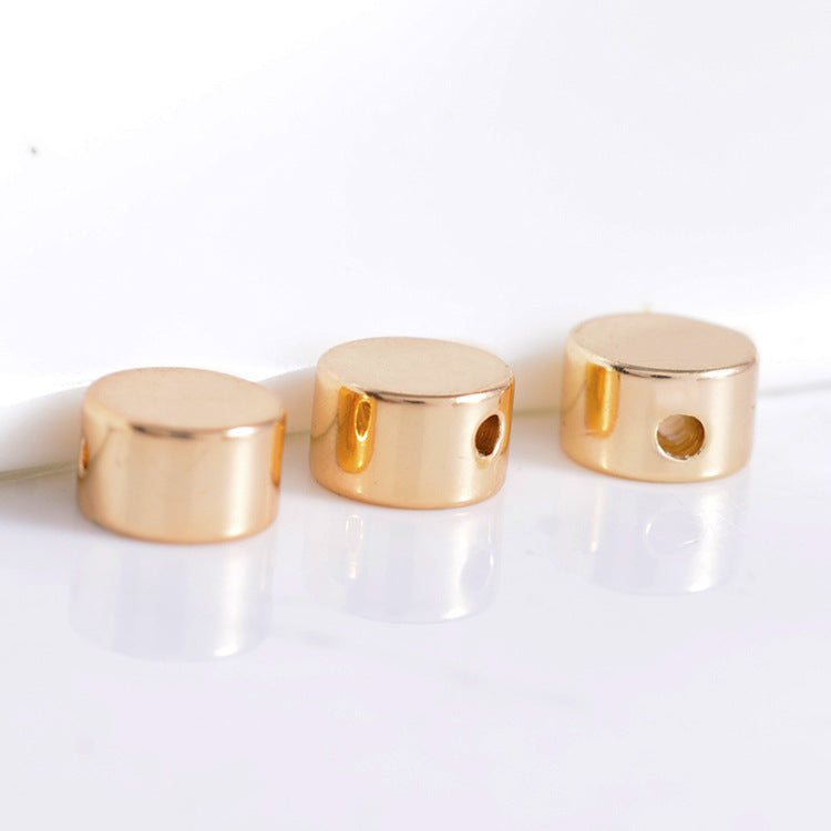 100 breloques de perles de colonne brillantes, entretoise de perles en cuivre 14K GF