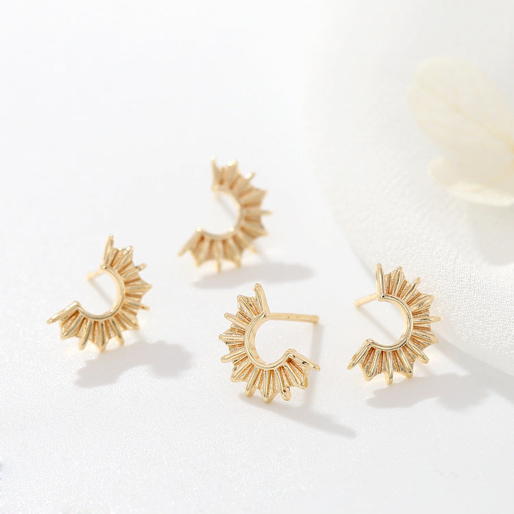 4 boucles d'oreilles à tige solaire en demi-cercle 14K GF Earing