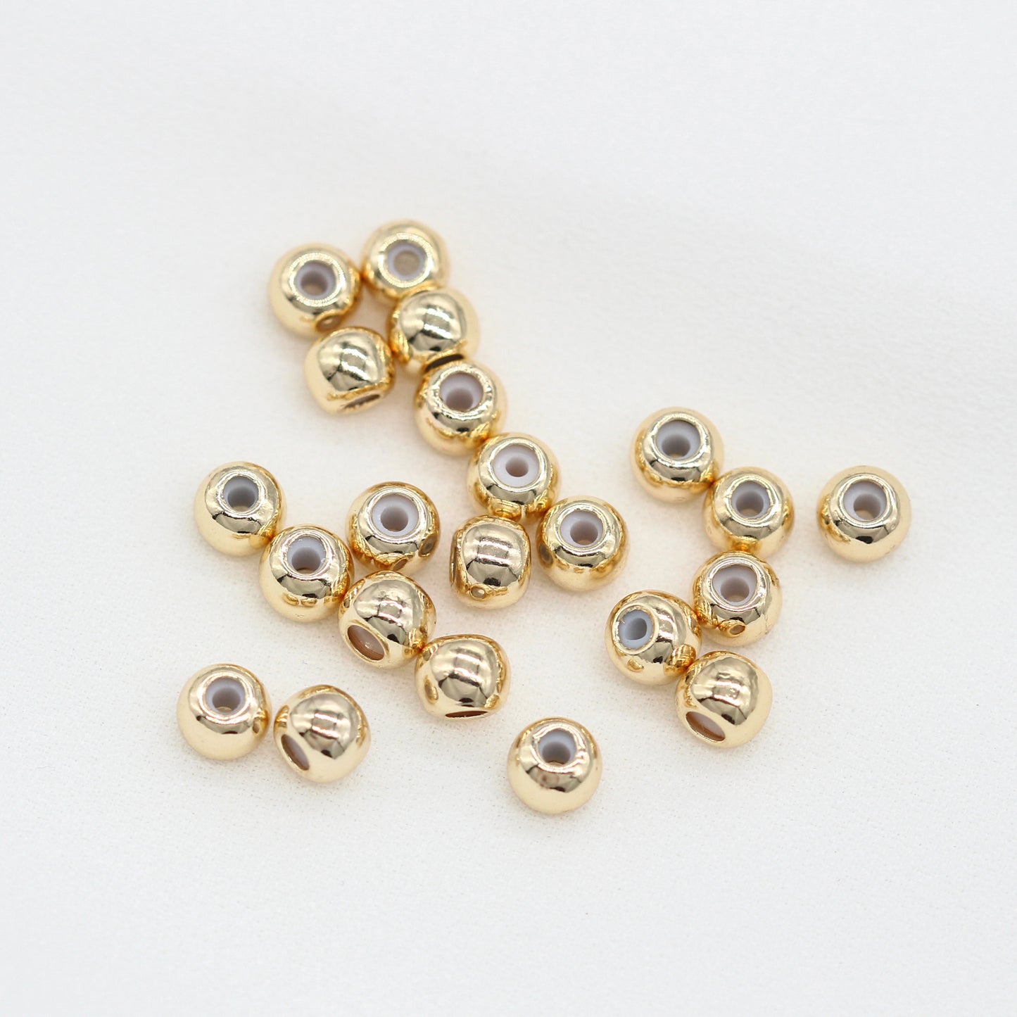 50 perles de positionnement rondes, breloques en Silicone 14K GF, entretoise de perles