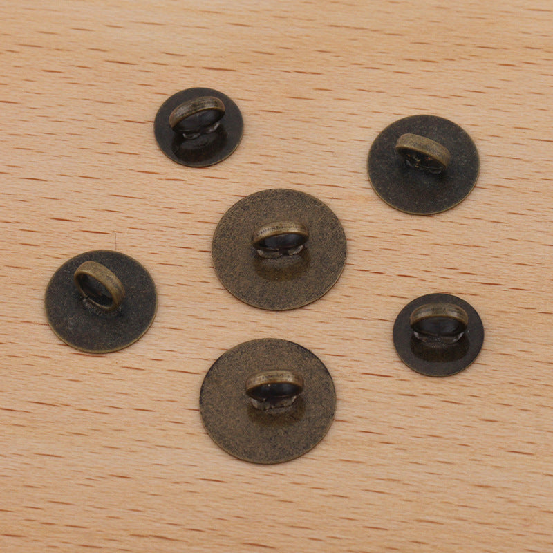 50 Plat Pad Plain Hairstring Boucle Antique Bronze 8mm 10mm 12mm Rond Cabochon Base Vierge Pierre Précieuse Pièce Réglage