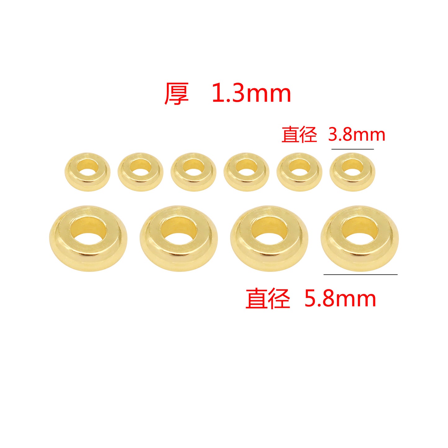 10 Charme de perle ronde plate 14K GF Entretoise de perles