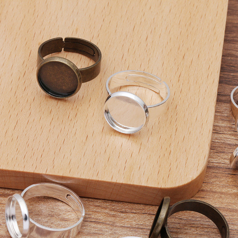 200 Plain Bezel Cup Openable Circle Ring 18KGP 12mm Round Cabochon Blank Base Gemstone Setting
