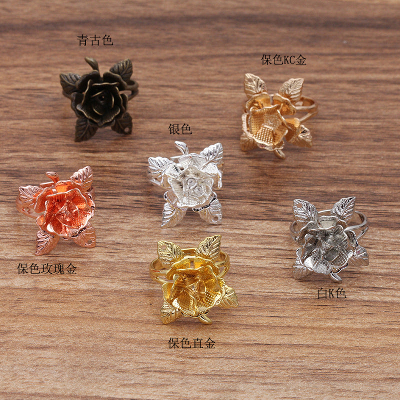 100 Filigree Floral Charm Openable Circle Ring 18KGP 6mm Round Nonporous Blank Base Gemstone Setting