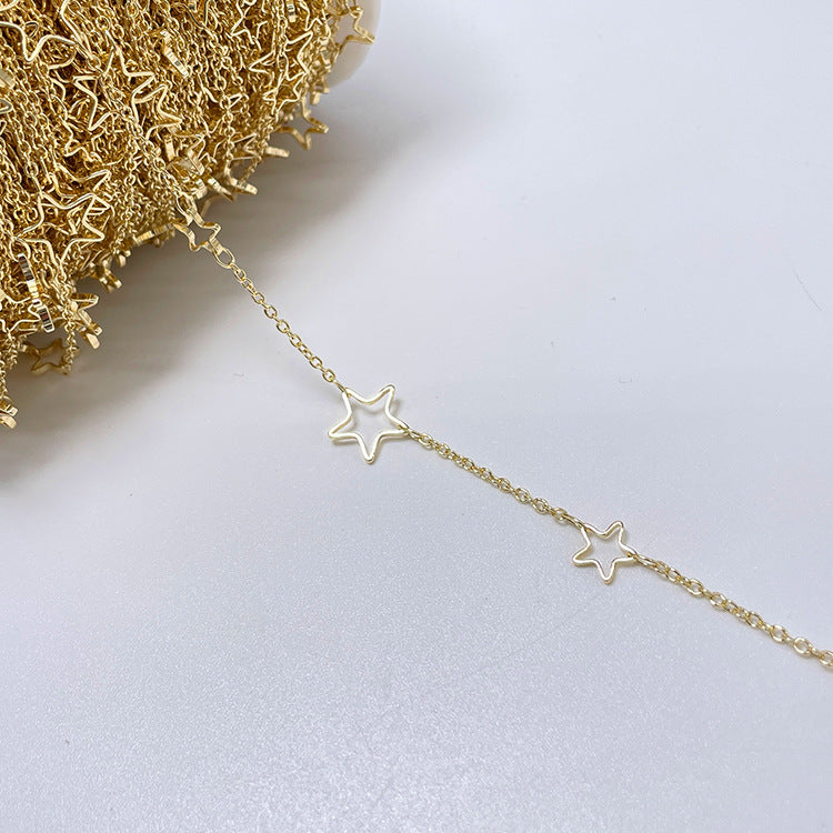 2 Meter dünne Sternkreis-Kabelkette mit flachem O-Glied aus 14-karätigem GF