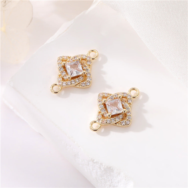 2 Double boucle Soleil Saturne Infini Floral Étoile Charme Connecteur Strass Embelli 14K GF