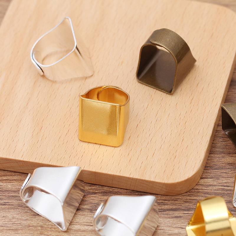 20 bagues circulaires ouvrantes à coussin plat 18KGP 20x20mm, cabochon carré, Base vierge, sertissage de pierres précieuses