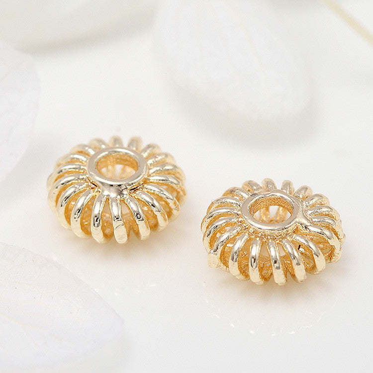 10 minuscules perles rondes creuses, pièce d'espacement de perles en cuivre 14K GF