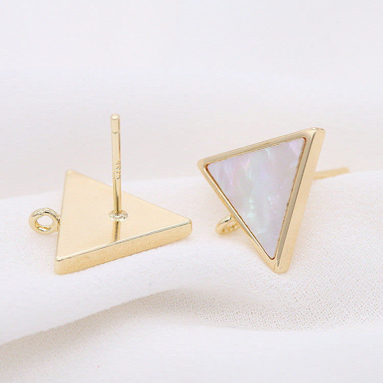 4 boucles d'oreilles triangle carré avec boucle d'oreille ornée de coquille 14K GF