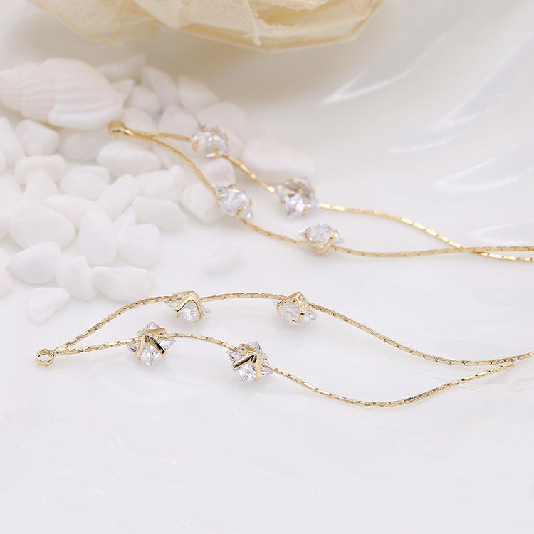 10 pendentif à breloque pompon chaîne serpent orné de strass 14K GF