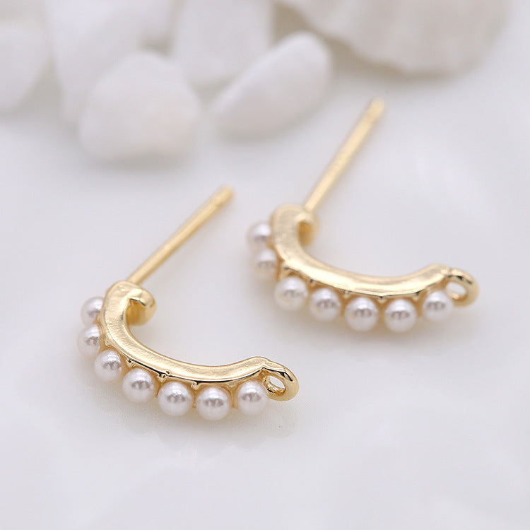 10 Halbkreis-Ohrstecker mit Öse, 14-Karat-GF-Perlenverzierung