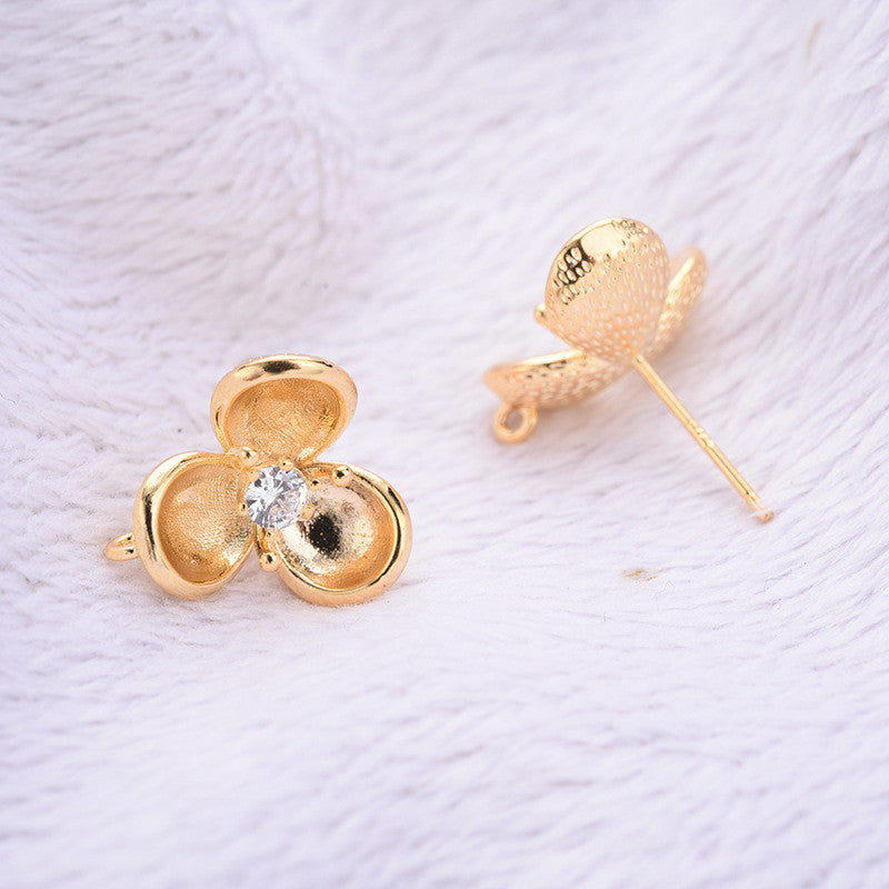 20 boucles d'oreilles à tige florales avec boucle d'oreille ornée de strass 14K GF