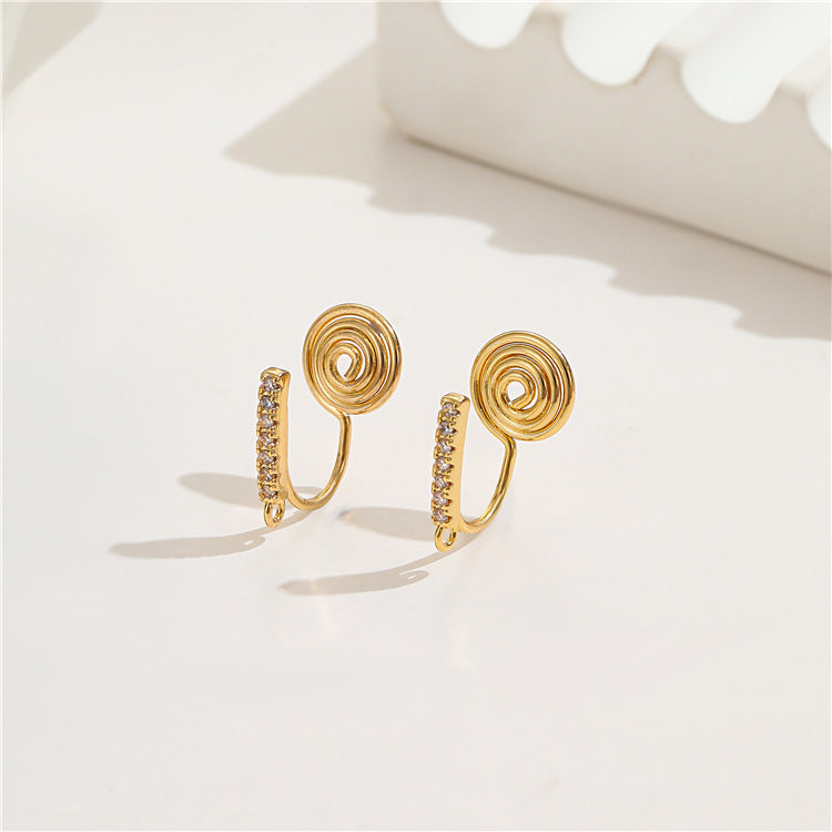 4 boucles d'oreilles à crochet en spirale ornées de strass 14K GF