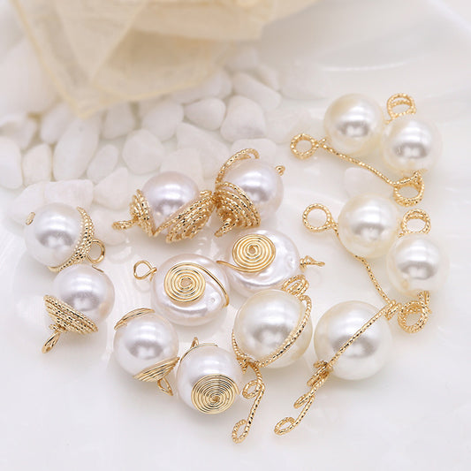 Pendentif à breloque enveloppé de 10 fils, orné de perles 14K GF