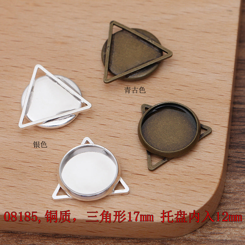 200 Eye Triangle Waterdrop Heart Star Floral Square Charm Pendant 18KGP 10mm 12mm 14mm Round Cabochon Blank Base Gemstone Piece Setting