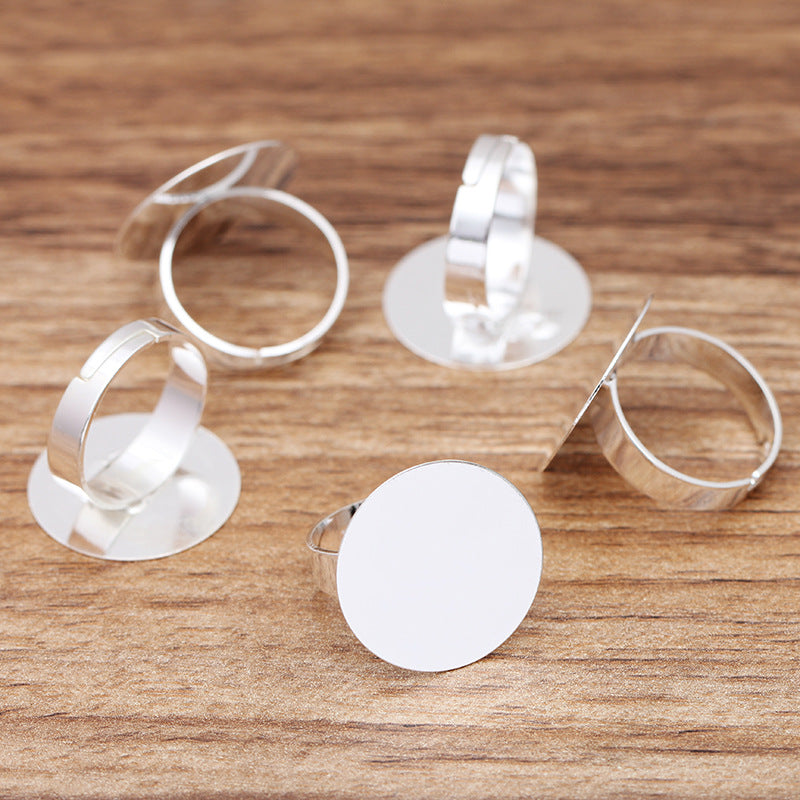 200 Flat Pad Openable Circle Ring 18KGP 20mm Round Cabochon Blank Base Gemstone Setting