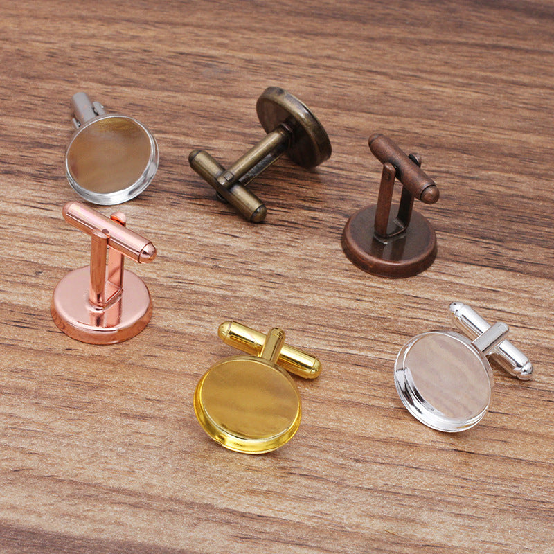 200 High Edge Bezel Cup Cufflink 18KGP 16mm Round Cabochon Blank Base Gemstone Setting