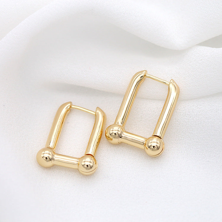 4 boucles d'oreilles créoles rectangulaires brillantes 14K GF Earing