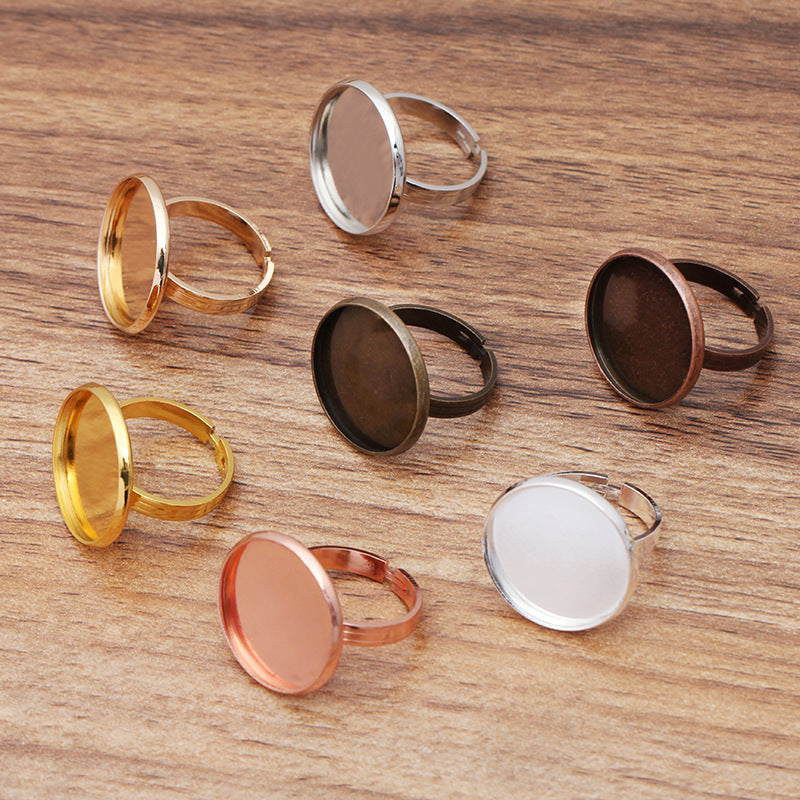 20 Plain Bezel Cup Openable Circle Ring 18KGP 10mm 12mm 14mm 16mm 18mm 20mm Round Cabochon Blank Base Gemstone Setting