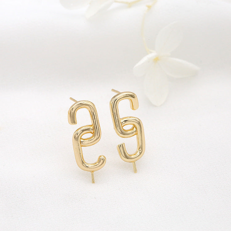 4 boucles d'oreilles à tige Double C 14K GF, perle semi-percée, vierge