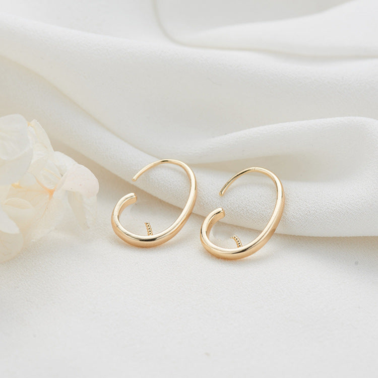 4 einfache Kreis-Haken-Ohrringe aus 14-karätigem GF, halbgebohrte Perlen, Rohling