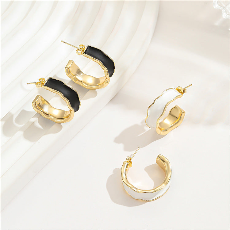 4 boucles d'oreilles demi-cercle en émail époxy 14K GF