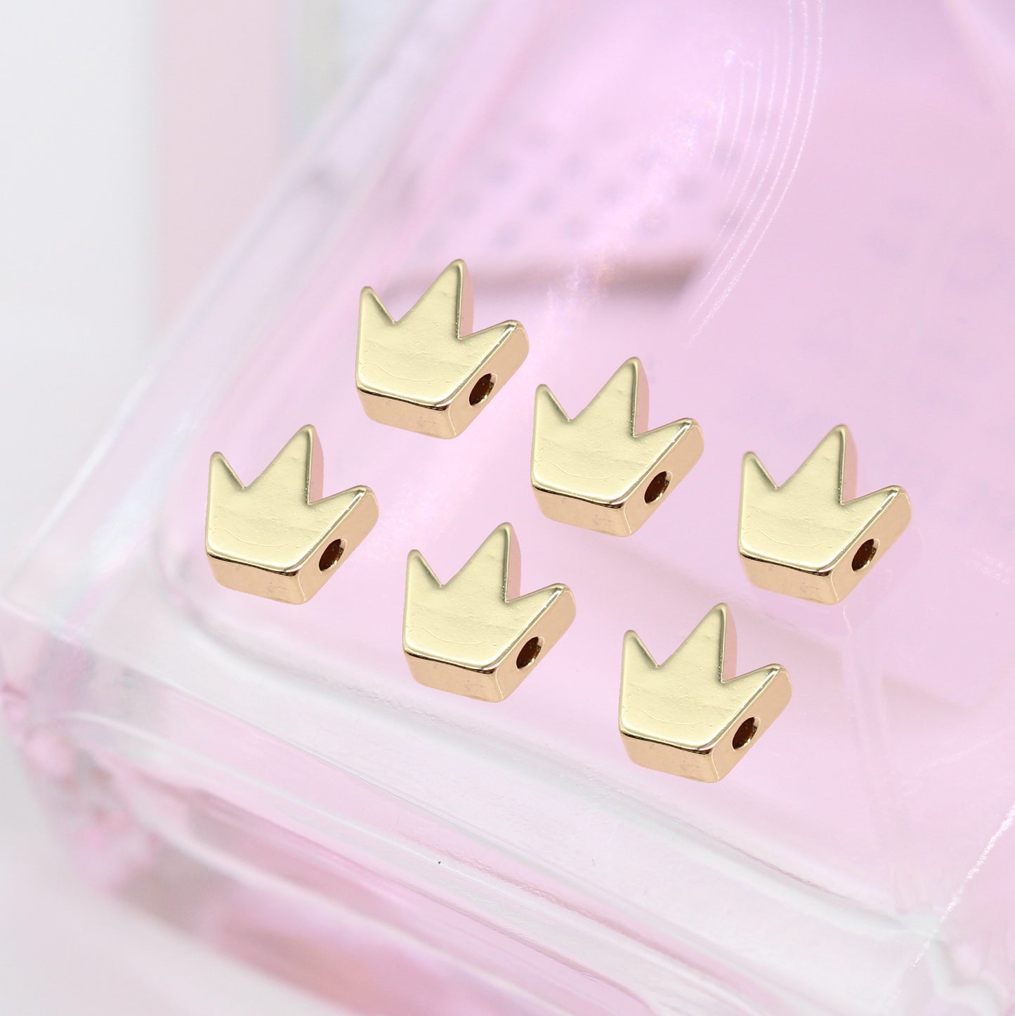 10 minuscules perles de couronne brillantes 14K GF Charm Beadwork Spacer