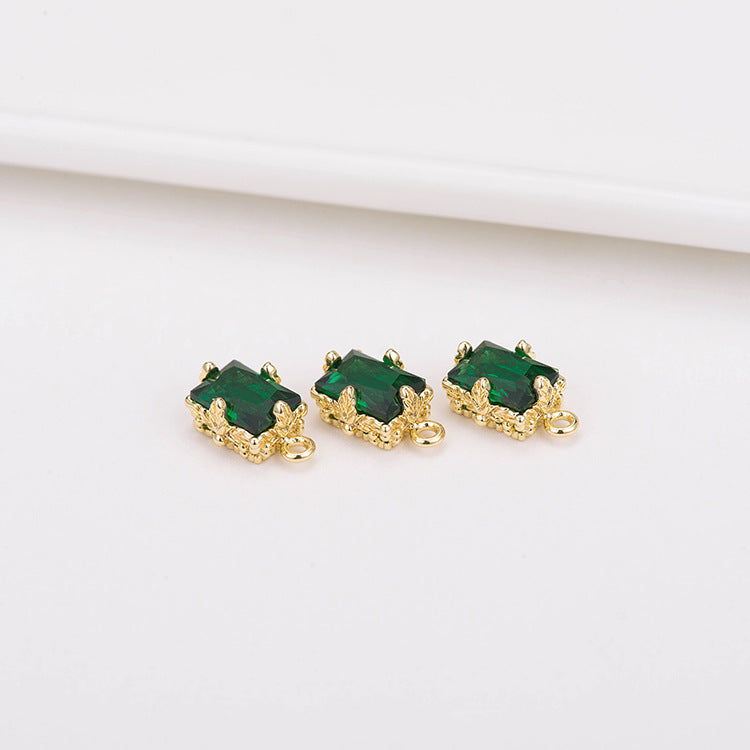 10 pendentifs à breloque rectangulaires, connecteur à Double boucle, ornés de strass, 14K GF