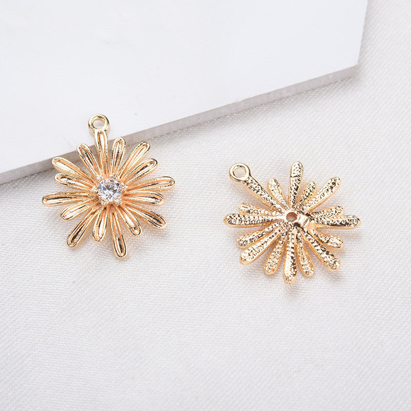 20 pendentif à breloque florale orné de strass 14K GF