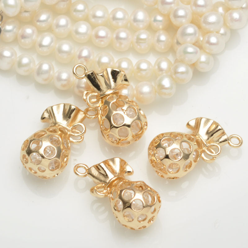 20 pendentifs à breloques pour sac d'argent incrustés de strass 14K GF