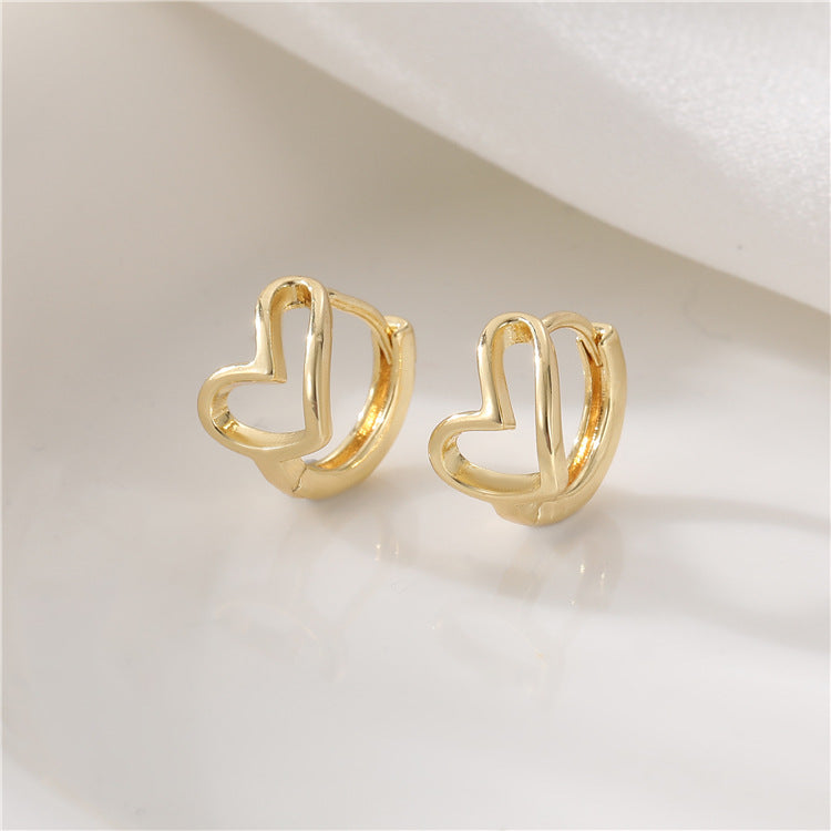 4 Chunky Heart Cable Carved Circle Hoop Earrings 14K GF Earing