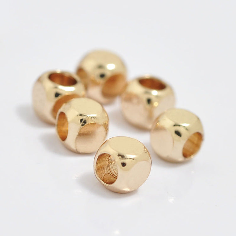 100 breloques de perles carrées brillantes, entretoise de perles en cuivre 14K GF