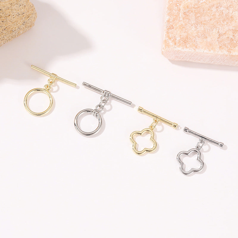 Connecteur de fermoirs OT 2 cercles floraux ronds 14K GF