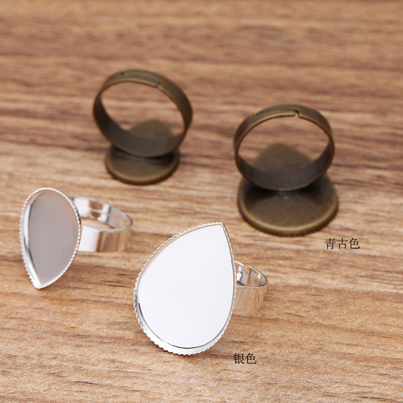50 Serrated Edge Bezel Cup Openable Circle Ring Silver Plated 13x18mm 18x25mm Waterdrop Cabochon Blank Base Gemstone Setting