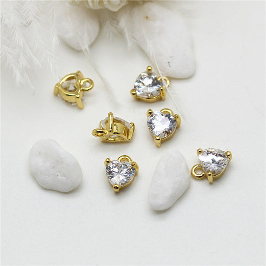 Pendentif à breloque en pierre de 10 cœurs, orné de strass, 14K GF