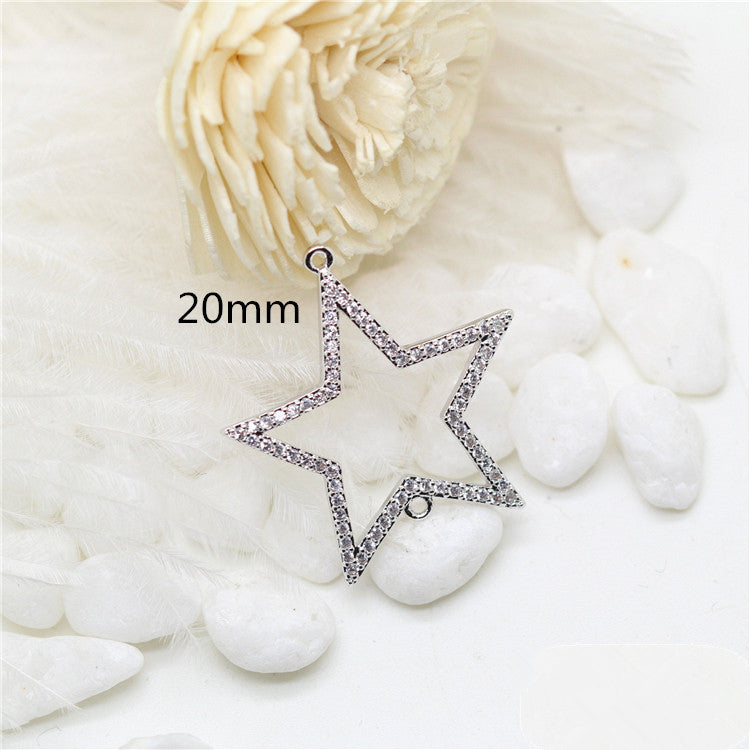5 connecteurs de charme de cercle d'étoile à double boucle ornés de strass 14K GF