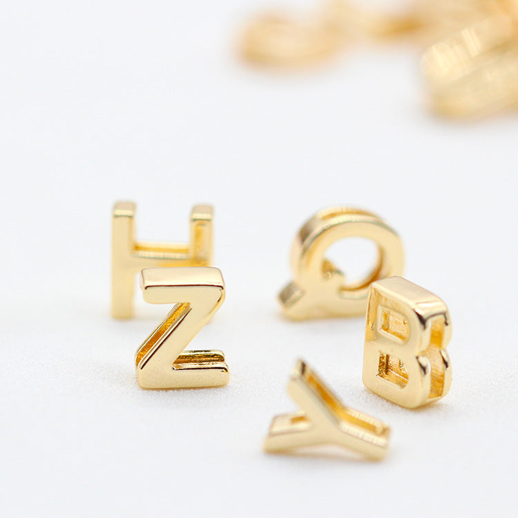 10 trous larges Alphabet plat perle ceinture charme 14K GF perles entretoise