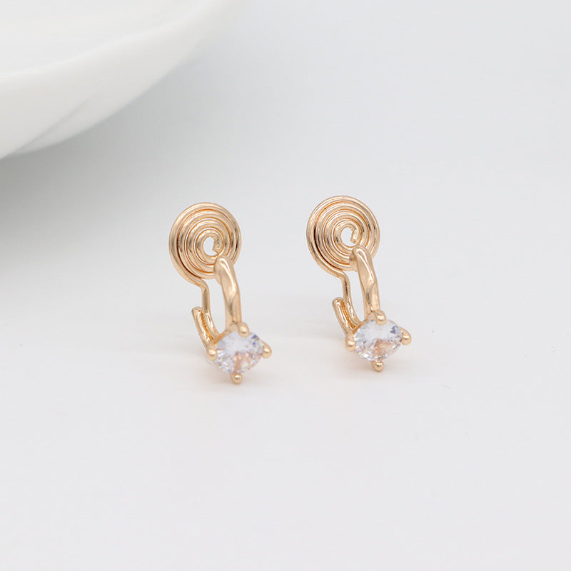 4 Spiral Ear Clips No Piercing Earring Rhinestone Embellished 14K GF Earing