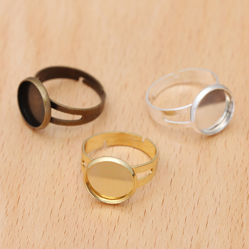 200 Round Bezel Cup Openable Circle Ring 18KGP 12mm Cabochon Blank Base Gemstone Setting