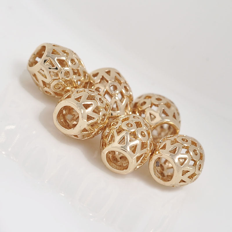 20 perles de tambour creuses 14K GF, breloque en cuivre, entretoise de perles
