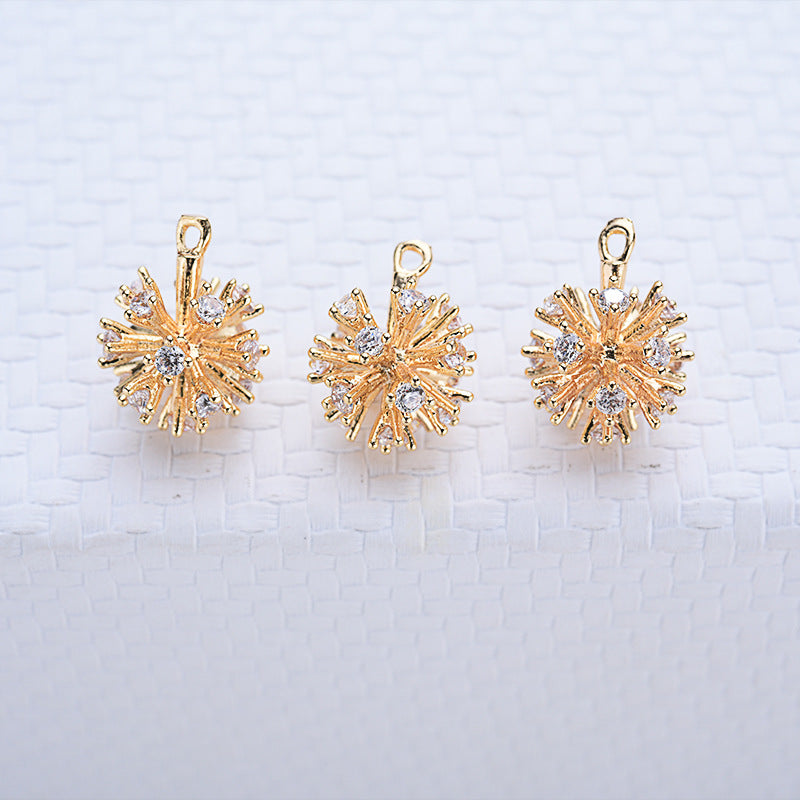 20 pendentif à breloque boule florale strass embelli 14K GF