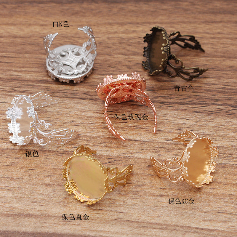 20 Filigree Crown Edge Bezel Cup Open Circle Ring 18KGP 15mm 20mm Round Cabochon Blank Base Gemstone Setting