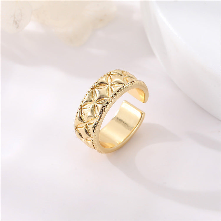 2 bague de déclaration sculptée en cercle ouvert 14K GF perle à moitié percée vierge