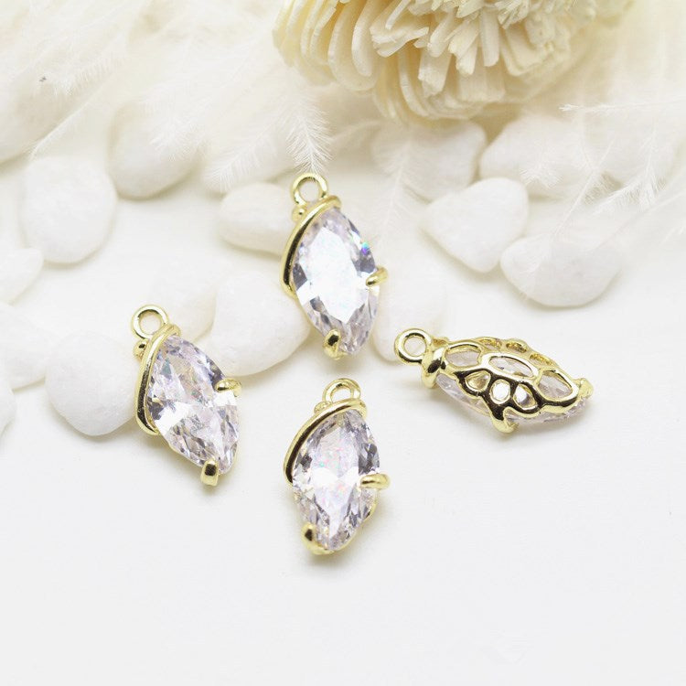 10 minuscules pendentifs de charme olive strass embellis 14K GF