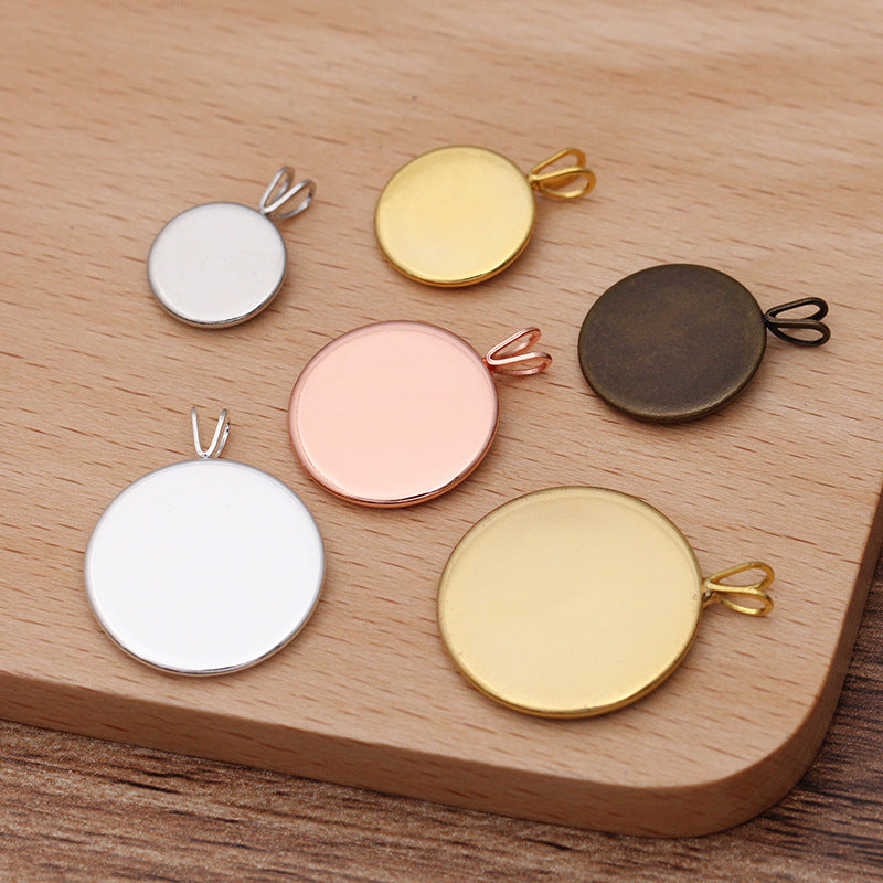 50 pendentif à breloque de tasse de lunette à bord uni 18KGP 10mm 12mm 14mm 16mm 18mm 20mm cabochon rond Base vierge réglage de pierres précieuses