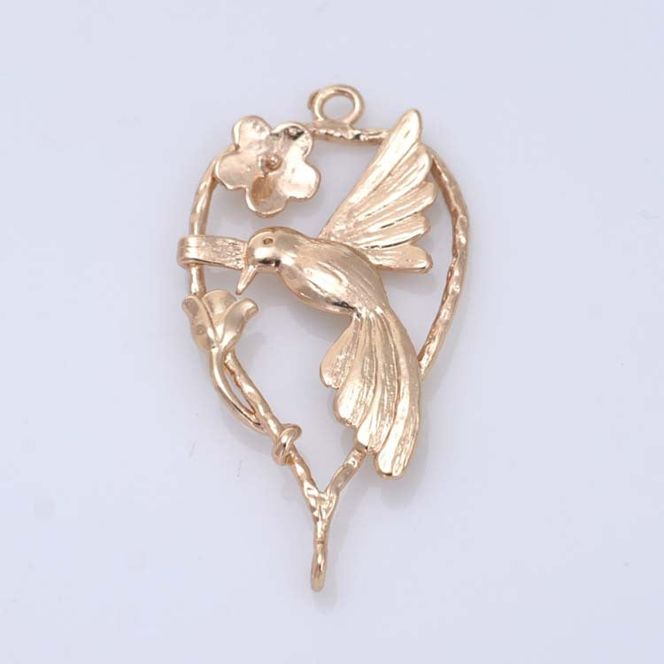 20 connecteur de charme d'oiseau de vigne florale à double boucle 14K GF