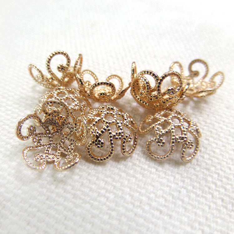 100 Floral Bead Cap Cup 14K GF Charm Beadwork Spacer