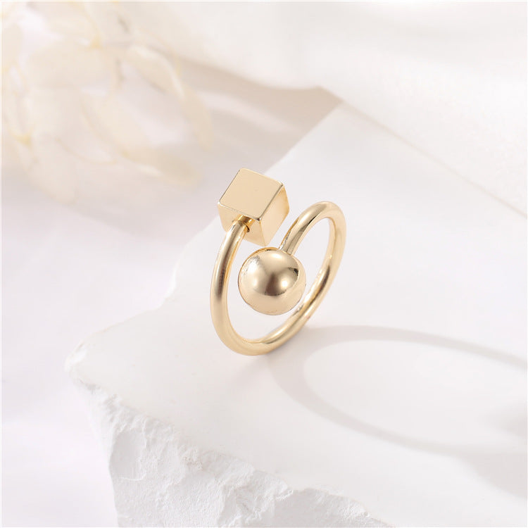 2 bague de déclaration sculptée en cercle ouvert 14K GF perle à moitié percée vierge