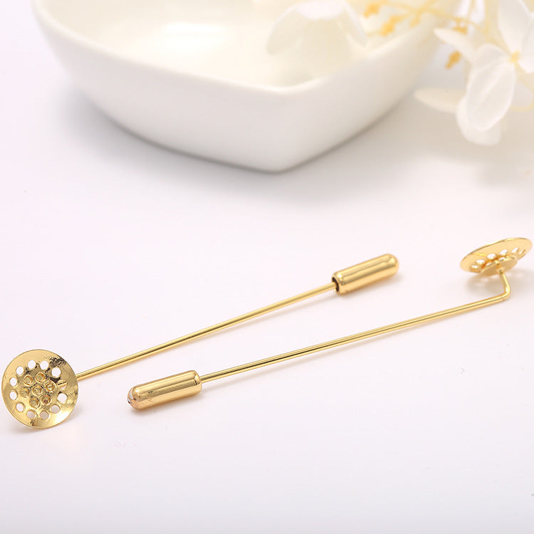 10 broches longues unies 14K GF, Cabochon plat creux, vierge