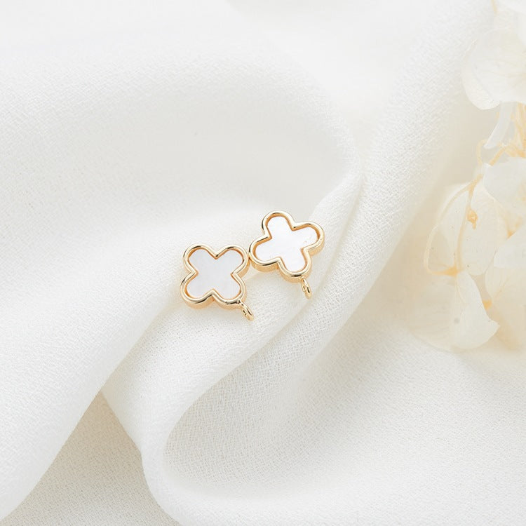 4 Cross Stud Earrings with Loop Resin Embellished 14K GF Ear wire Earing